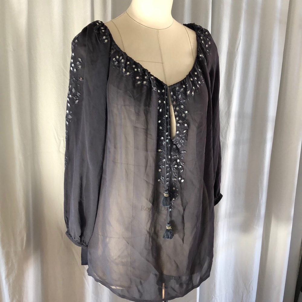 Chan Luu pailette long sleeve peasant blouse